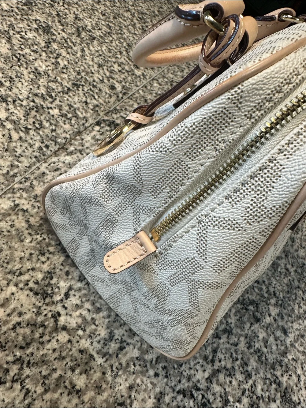 EUC Michael Kors Beige and Cream Signature Mini Satchel - Picture 2 of 13